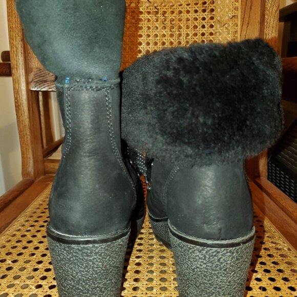 JCrew Women's Nordic Wedge Winter Boots Fur Chunky Black sz 6 M Style K290 - Picture 4 of 8